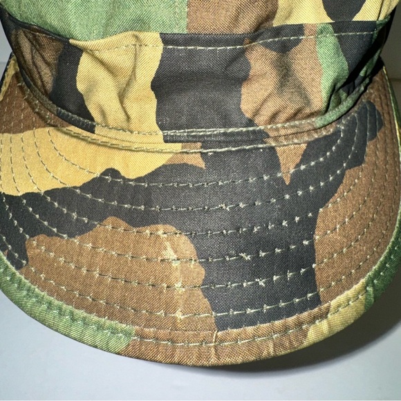 Late 80s US Military Issue Woodland Camo BDU Cap, Sz 7-3/8 - Picture 6 of 13